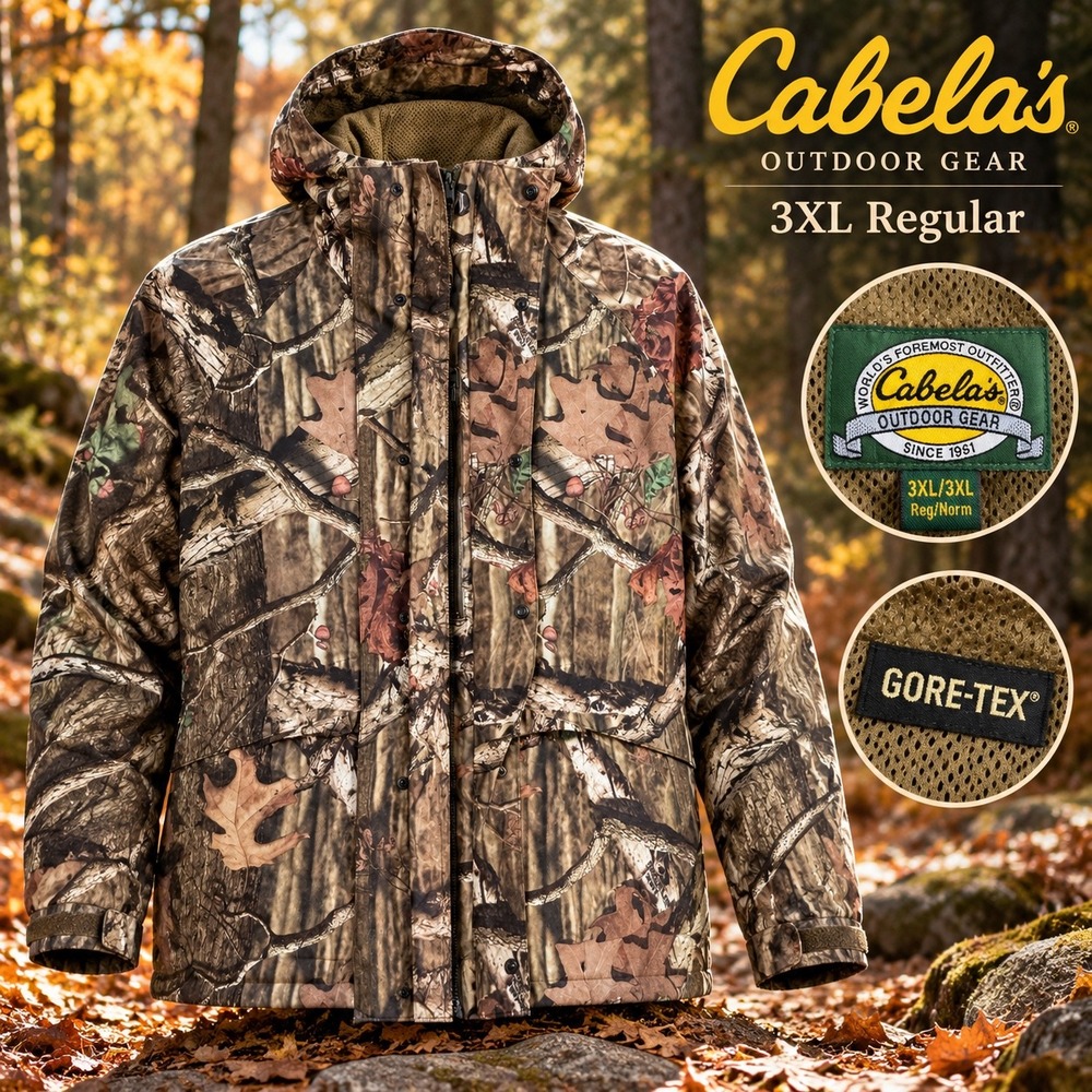 Cabelas Gore-Tex Hunting Jacket Mens 3XL Camo Hooded Waterproof Parka 930583